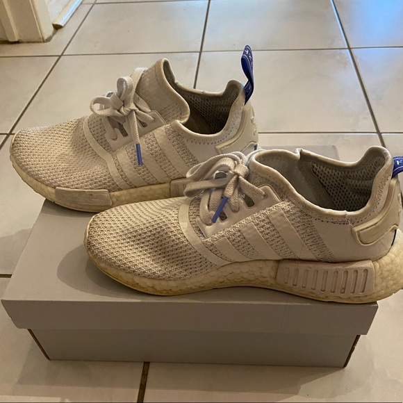 White Adidas NMDs | White running shoes size 7 - Picture 2 of 3